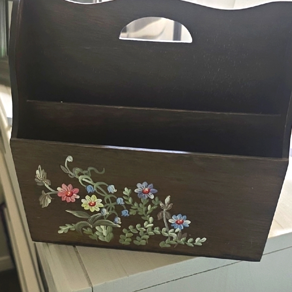 Floral Painted Wooden Organizer